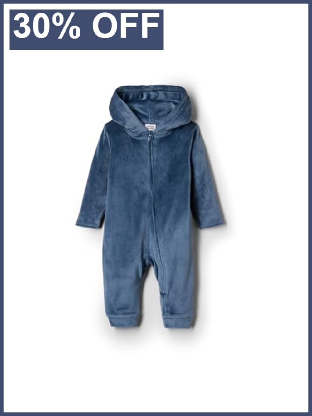 Sofia Grainge Toddler Velour Hooded Coverall Long Sleeve Zipper Footie